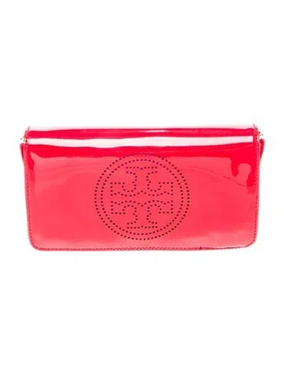 Pre-owned Tory Burch Signature Clutch In Red