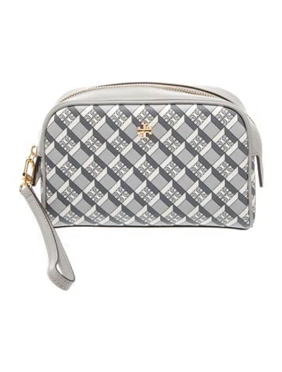 Pre-owned Tory Burch Signature Clutch In Silver