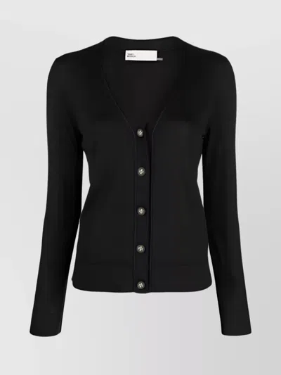 TORY BURCH SIGNATURE DOUBLE T WOOL-SILK BLEND KNIT TOP