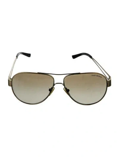 Pre-owned Tory Burch Signature Logo Aviator Sunglasses