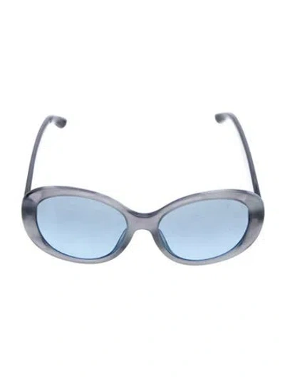 Pre-owned Tory Burch Signature Logo Oversize Sunglasses In Blue