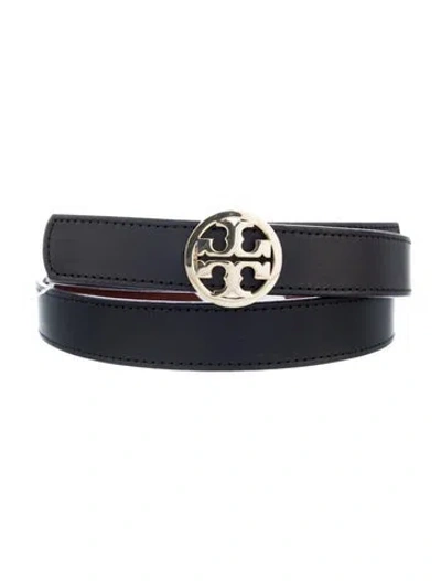 Pre-owned Tory Burch Signature Logo Skinny Belt Kit In Black