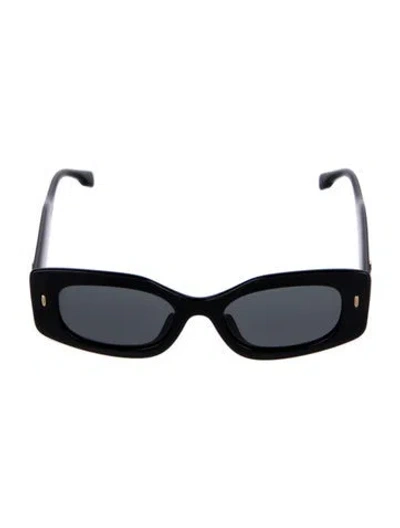 Pre-owned Tory Burch Signature Logo Square Sunglasses In Black