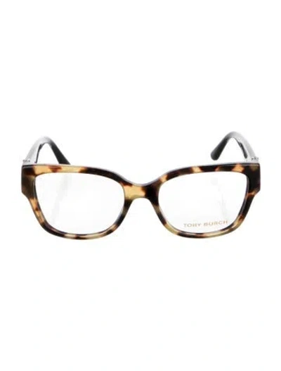 Pre-owned Tory Burch Signature Logo Wayfarer Eyeglasses In Brown