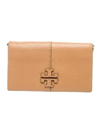 Pre-owned Tory Burch Signature Mcgraw Wallet Crossbody In Brown