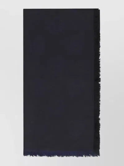 Tory Burch Signature Scarf Fringed Edges Detail In Blue