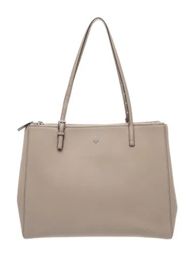 Pre-owned Tory Burch Signature Tote In Gray