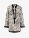 Tory Burch Silk And Cotton Tunic With Pixelated Logo Print