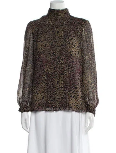 Pre-owned Tory Burch Silk Animal Print Blouse In Multi