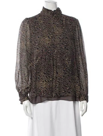 Pre-owned Tory Burch Silk Animal Print Blouse In Multi