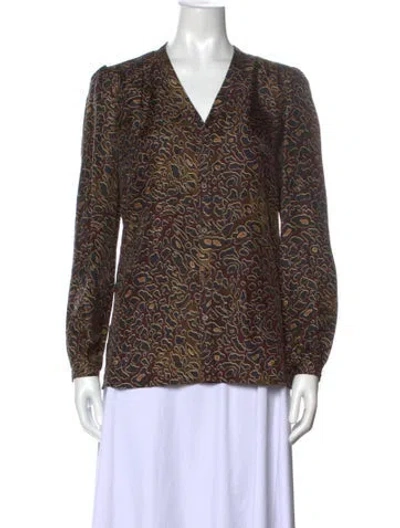 Pre-owned Tory Burch Silk Animal Print Blouse In Multi