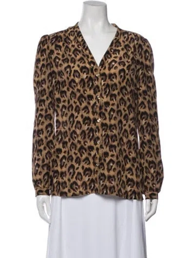 Pre-owned Tory Burch Silk Animal Print Blouse In Multi
