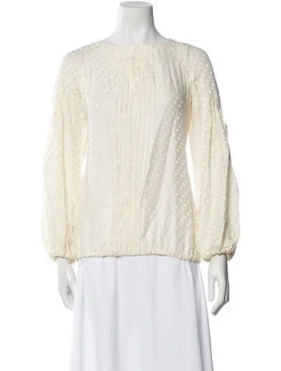 Pre-owned Tory Burch Silk Bateau Neckline Blouse In Neutral
