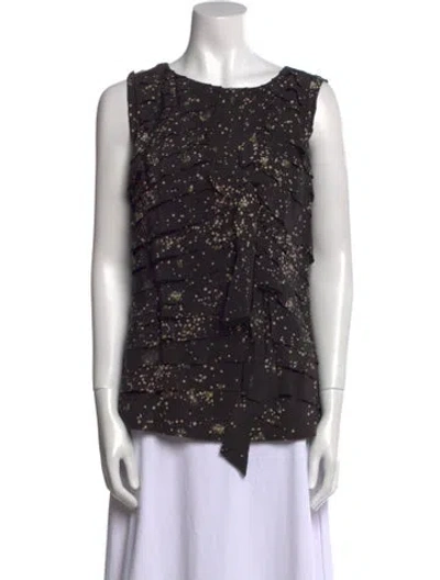 Pre-owned Tory Burch Silk Bateau Neckline Top In Black