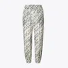 Tory Burch Silk Cotton Beach Pant With Abstract Pattern In New Ivory Distressed Pixelated Logo