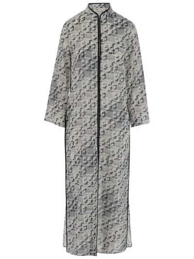 TORY BURCH TORY BURCH SILK BLEND LONG CAFTAN WITH HIGH COLLAR