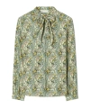 Tory Burch Paisley-print Bow Blouse In Green