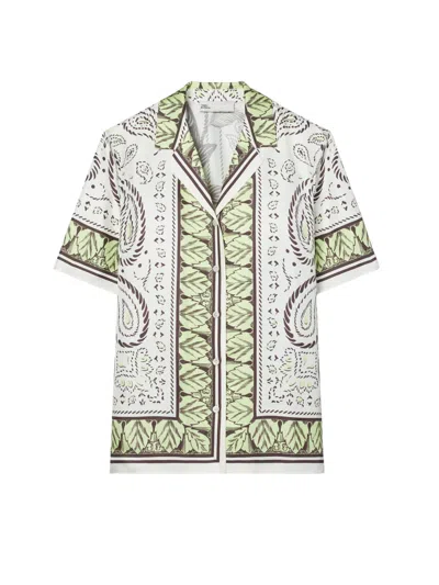 Tory Burch Silk Button-up Shirt For Women - Ss26 In Multi