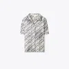 Tory Burch Short Sleeve Shirt In New Ivory Distressed Pixelated Logo