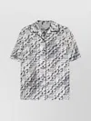 Tory Burch Silk Camp Shirt With Printed Monogram Pattern In Grey