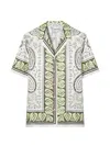 Tory Burch Silk Camp Shirt With Cockatoo Print For Women In Green