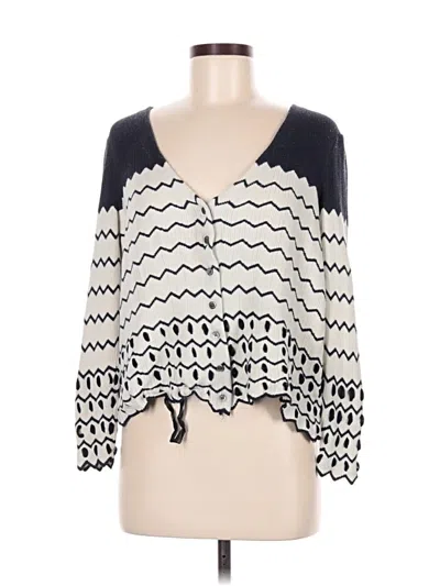 Pre-owned Tory Burch Silk Cardigan Sweater In Ivory