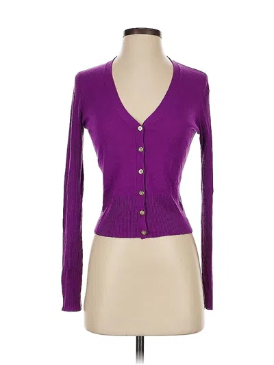 Pre-owned Tory Burch Silk Cardigan Sweater In Purple