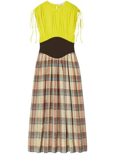 TORY BURCH SILK CHIFFON PLAID DRESS