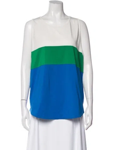 Pre-owned Tory Burch Silk Colorblock Pattern Top In Multi