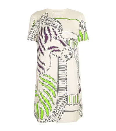 Tory Burch Silk-cotton Zebra Mini Dress In White