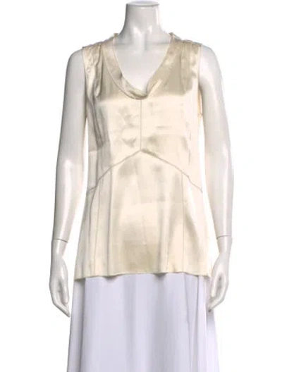 Pre-owned Tory Burch Silk Cowl Neck Top In Neutral