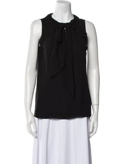 Pre-owned Tory Burch Silk Crew Neck Blouse In Black