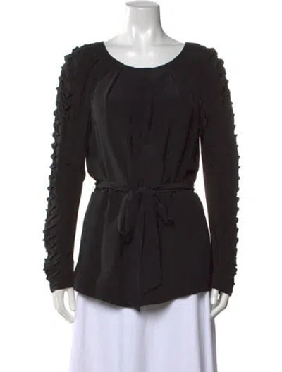 Pre-owned Tory Burch Silk Crew Neck Blouse In Black