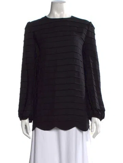 Pre-owned Tory Burch Silk Crew Neck Blouse In Black