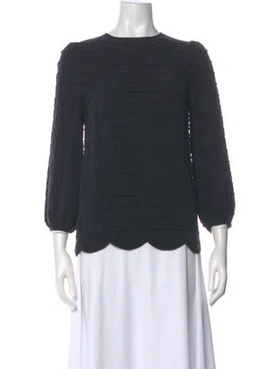 Pre-owned Tory Burch Silk Crew Neck Blouse In Gray