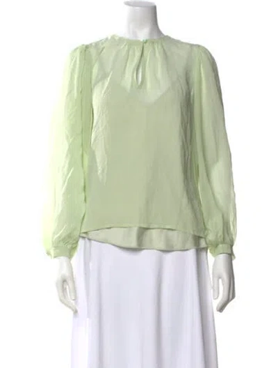 Pre-owned Tory Burch Silk Crew Neck Blouse In Green