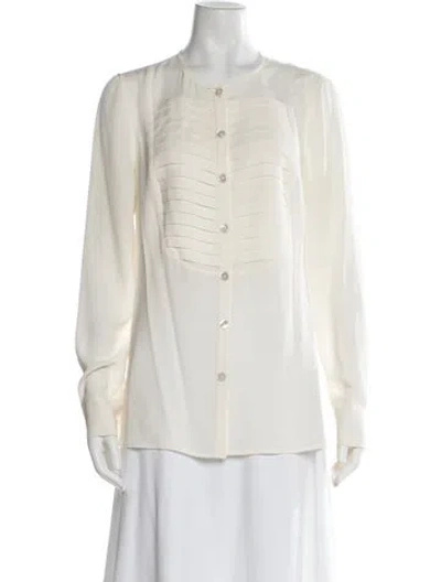 Pre-owned Tory Burch Silk Crew Neck Blouse In Neutral