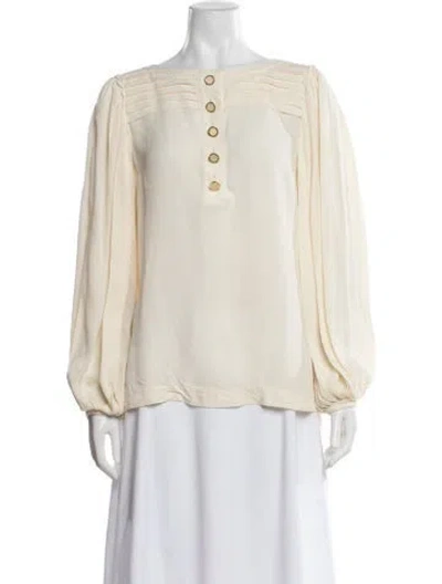 Pre-owned Tory Burch Silk Crew Neck Blouse In Neutrals