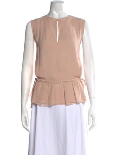 Pre-owned Tory Burch Silk Crew Neck Blouse In Pink