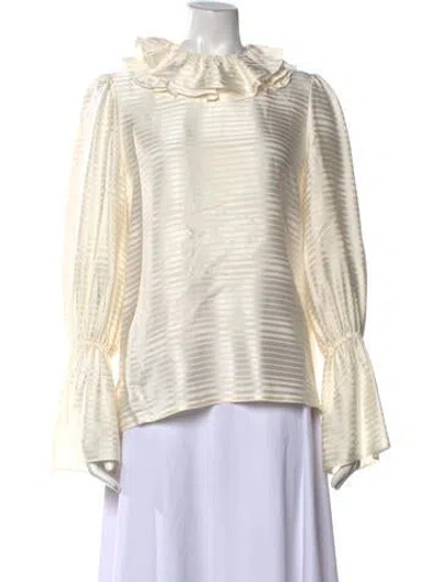 Pre-owned Tory Burch Silk Crew Neck Blouse In White