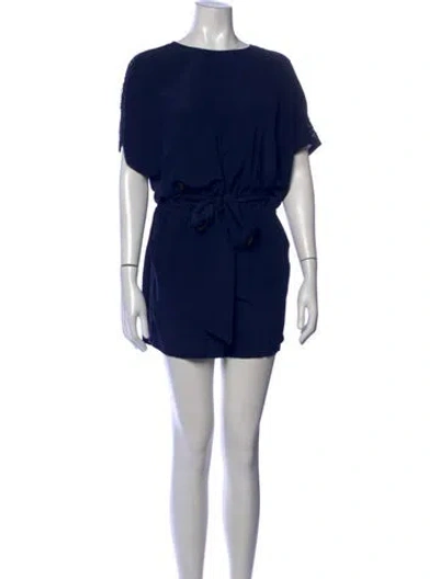 Pre-owned Tory Burch Silk Crew Neck Romper In Blue