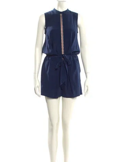 Pre-owned Tory Burch Silk Crew Neck Romper In Multi