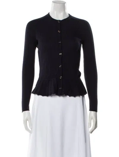 Pre-owned Tory Burch Silk Crew Neck Sweater In Blue