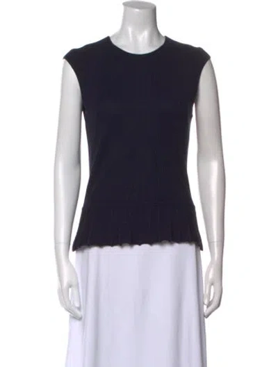 Pre-owned Tory Burch Silk Crew Neck Sweater In Blue