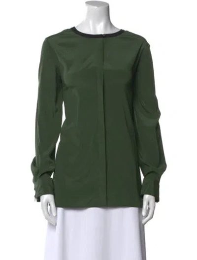 Pre-owned Tory Burch Silk Crew Neck Sweatshirt In Green