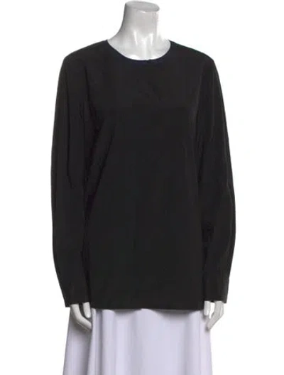 Pre-owned Tory Burch Silk Crew Neck Top In Black