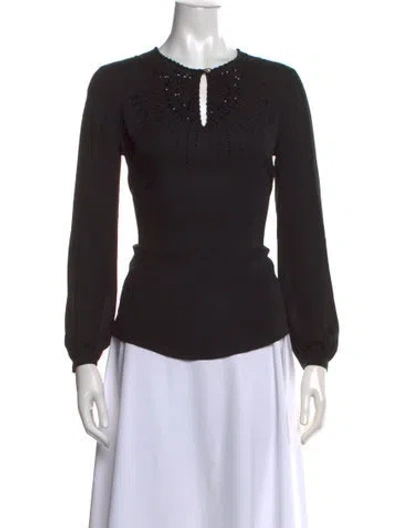Pre-owned Tory Burch Silk Crew Neck Top In Black