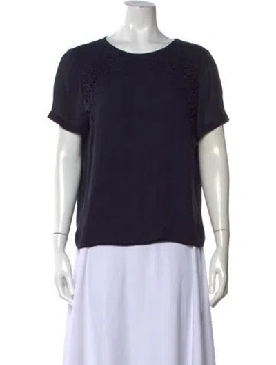 Pre-owned Tory Burch Silk Crew Neck Top In Blue