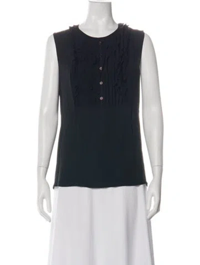 Pre-owned Tory Burch Silk Crew Neck Top In Green