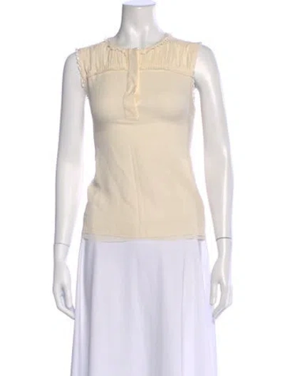 Pre-owned Tory Burch Silk Crew Neck Top In Neutral